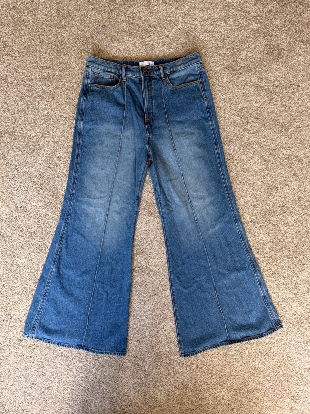 Loft High Rise Super Flare Jeans in Vintage Indigo Wash Size 12 - Picture 2 of 6